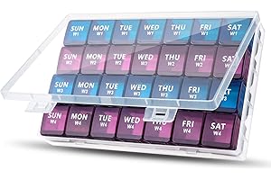 Mossime Duży miesięczny organizer na tabletki na 4 tygodnie, pudełka na tabletki 7 dni, 1 raz dziennie, organizer na tablet, pudełko na 28 dni, z pyłoszczelnym etui, pojemnik na suplementy witaminy