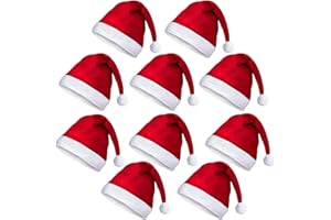 10 PCS Weihnachtsmützen Nikolausmütze Erwachsene: Weihnachtsmann Mütze Weihnachtsmütze Familie Rote Santa Mütze Perfekt für Weihnachtsmann kostüm Weihnachtsfeier Familienweihnachtliches Abendessen