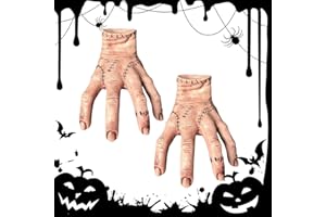 Ayizhiniu 2pcs Miercoles Addams Hand, Mano de La Familia Addams, Miercoles Látex Manos Juguetes, Adecuado para Decoración Accesorios Cosplay Halloween