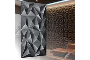 I K H E MALARKA Pannelli 3D in polistirene XPS, moderni pannelli da parete e soffitto, pannelli da parete, leggeri flessibili, 100 cm x 50 cm, 6 m², 12 pezzi (nero 03)