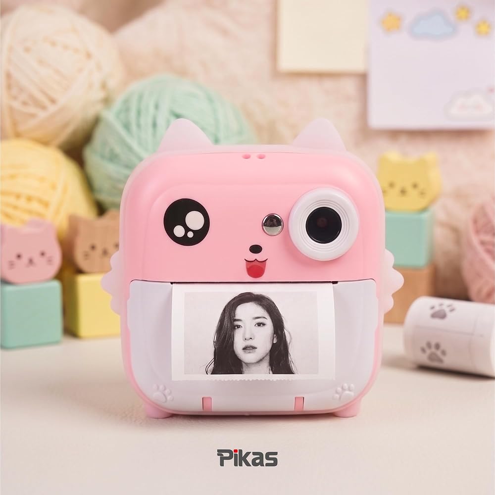 Pikas Steep Solid Q7 Çocuk Fotoğraf Makinesi Termal Yazıcılı 2.4 İnç Ekran SD Kart Destekli Anında Baskılı Kamera Pembe