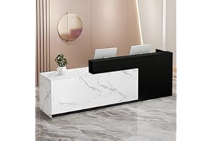 CCUKTFN Empfangstheke mit Schublade und offenen Ablagen, Moderne Rezeptionstheke 100–240 cm für Büro, Geschäft, Friseursalon, Studio oder Empfangsbereich