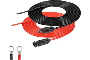 SinLoon 16FT Solar Extension Cable10AWG 1 Pair with Solar Female and Male Connector for Solar Panels Generators Power Station (Red + Black)