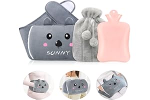MOTONG 3PCS Hot Water Bottle Belt Fluffy Cover, Detachable Waist Warm Water Bag, Soft Artificial Plush Fur Prime Natural Rubber Water Cover, Help for Pain Relief Waist,Back,Neck,Shoulders(Grey)