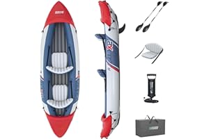BESTWAY Hydro-Force Rapid Kayak 2 Person Inflatable Kayak Set with Seats, Backrest, Paddles, Hand Pump and Carry Bag