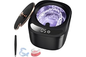 Ultrasonic Retainer Cleaner,Morole 45kHz Ultrasonic invisalign Tooth Cleaner Machine with 230ml Portable UV-Light,Suitable for Aligner, Night Guard, Braces, Toothbrush and More at Home or Travel Use
