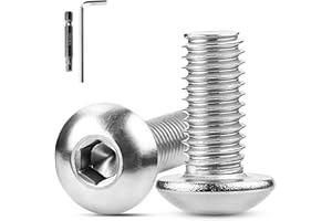 XRXYMQ 20 Stück Linsenkopfschrauben M8x20 mm Flachkopfschrauben Innensechskant 304 Edelstahl Schrauben Rundkopfschrauben Vollgewinde Maschinenschrauben für Möbeleinbau Holz Montage