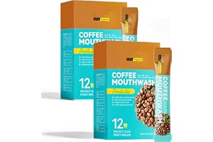 Set med 40 munvatten med kaffesmak + engångs- och portabla kokosnötbad för rengöring och munvård, tandblekning, frisk andedräkt, avlägsnande av tandsten, blekning