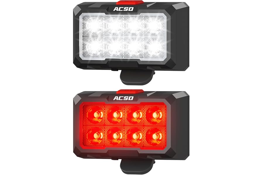 ACSO Bike Lights Front and Back,Super Bright Bike Light,IPX5 Waterproof,USB-C Rechargeable Bike Lights,5+8 Modes Bike Light Sets.
