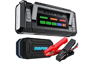 AVAPOW Démarreur de Batterie Portable 8000 A avec écran HD de 10,2 cm PD 30 W, Charge Rapide bidirectionnelle, boîte de démarrage de Voiture 12 V et Booster de Batterie
