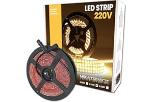 LED ATOMANT Rotolo da 10 metri di Striscia LED Diretta a 220V, 12W/m, Colore Bianco Neutro (4500K), Impermeabile (IP65), Taglio ogni 10cm