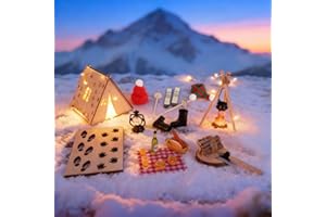 Dalugo Zelt Lagerfeuer Zubehör Weihnachten Set, Weihnachtsdeko Zelt Lagerfeuer mit Lichterkette für Kinder Geschenke