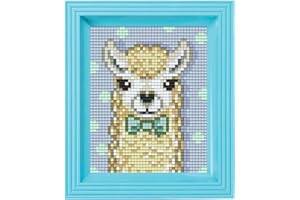 PRACHT CREATIVES HOBBY Pixel P31441 Mosaik Geschenkverpackung Alpaka, Pixelbild mit Rahmen, kinderleichtes Stecksystem, ohne Bügeln und Kleben, Steinchen aus Biokunststoff