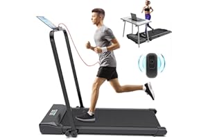 Foldable Treadmill 1-12 KM/H,AJUMKER Walking Pad 2 HP,Under the Desk Treadmill,Treadmill for Heavy People,LCD Display Double Control,Indoor Jogging Treadmill for Home Office GYM,GB STOCK
