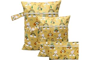 Greyoe 3 Piezas Bolsa Impermeable Bebe Guarderia, Bolsa Pañales Bebe, Bolsa Húmeda Reutilizable, para Equipos de Natación, Ropa Deportiva, Ropa Húmeda, 3 Tamaños, Ideal para Uso en Exteriores