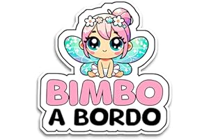Bratiki Bimbo a Bordo per Auto, Fata 16 x 16 cm, Adesivo Auto Resistente agli UV e Impermeabile, Diamond Sticker