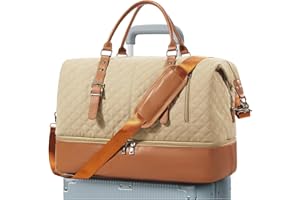 BOXSAM Borsone da Viaggio Donna, Borsone Sportiva da Palestra con Scomparto per le Scarpe, Borsa da Weekend con Borsa Bagnata, Borsa da Viaggio Impermeabile, Borsa Ospedaliera, Borsa da Notte. Marrone
