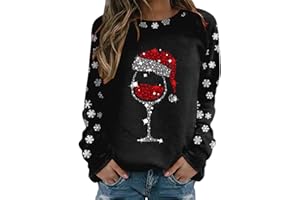 QIUhhpuy Pull Noël Femme Pull Noël Femme Manches Longues Col Rond Rigolo Noel Pull Christmas Moche Sweat Multicolore Imprimé Bonhomme de Neige Sweatshirt Grande Taille Pullover