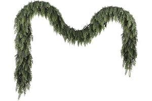 Cedar Garland 2,7 m förtjockad verklig känsla julgirlang för mantel mjuka löv konstgjorda juldekorationer för matbord, vägg, dörr