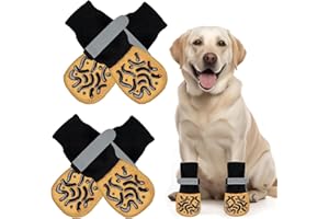 Guyode 4 Piezas Calcetines Perro Antideslizantes Interiores con Velcro Ajustable, Walking Pad para Mejorar El Agarre del Perro, Resguardos para Cães para Evitar Lamidos y Resbalones (M)