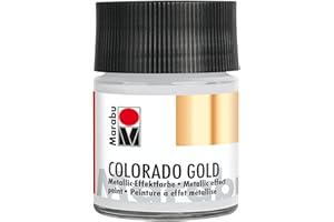 Marabu 12640005782 - Colore Effetto Metallizzato, Colorado Gold Metallizzato, 50 ml, a Base d'Acqua, Resistente alla Luce, ad Asciugatura Rapida, per pennelli e tamponi su superfici assorbenti