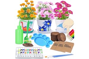 LIAMASUM Paint & Plant Flower Gardening Kit with 3 pots, Kids Gardening Set Best Easter Birthday Art and Craft Gifts for Girls and Boys