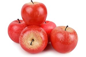 LATRAT 5 Pezzi Mele Rosse Artificiali, Faux Mele Rosse Decor Realistico Fake Frutta Mele per Ciotole Decorazione Tavolo Centerpieces Estate Mele Decorazioni Festa