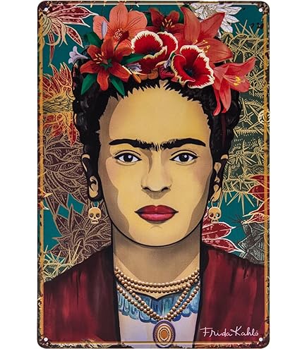 Poster Lamiera Ispirazionale Frida Kahlo: Cartello In Alluminio 20x30 Cm Con Frase 'Be Strong, Be Brave, Be Humble, Be Badass' - Regalo Originale