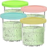AUMUA 4 Pieces Ice Cream Containers Replacement for Ninja CREAMi Deluxe Multifunction Fridge NC501EU NC501 NC500, Pint Contai