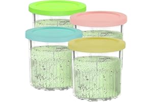 AUMUA 4er-Pack Behälter für Ninja NC501EU NC502EU CREAMi Deluxe Eis-und Eisgetränkmaschine, Creamy Ice Cream Maker Eismaschine Ersatzbehälter mit Deckel Zubehör, BPA-frei & Spülmaschinenfest