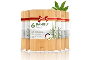Exitoso® Tagliere in bambù, tagliere per la colazione, in legno, set da 6 pezzi, 22 x 14 cm, tagliere per il pane