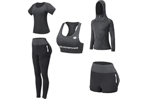 JULY'S SONG Ubrania do jogi, zestaw 5 sztuk, dres treningowy, odzież do biegania, na siłownię