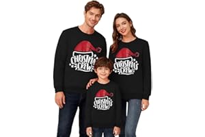 PINTUTU Felpa Natalizia Per Famiglia Felpe Natale Coppia Maglione Natalizi Manica Lunga Con Stampa Renna Senza Cappuccio Girocollo Invernale Sweatshirt Coordinate Natalizi Felpe Famiglia Maglia Pullover