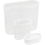 Ikea SKADIS 505.177.60 Aufbewahrungskörbe aus Netzstoff, passend für SKADIS Stecktafel, weiß, Stahl, 3 Stück, 24 x 21 x 9 cm
