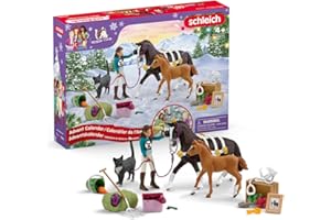 schleich Horse Club | Adventskalender Horse Club 2025 – 99092 | mit beweglicher Figur Lisa, 2 Pferdefiguren, Katze, Zaumzeug & vielem Zubehör | Geschenkidee für Kinder ab 5 Jahren | 36 Teile