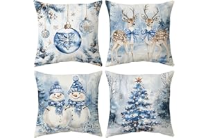 ARNTY Natale Federe Cuscini Divano 45x45,Federa Copri Cuscino Natalizia Decorativo Caso, Set di 4 Cuscini Per Divano Quadrate per Cuscino per Divano