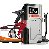 12000mAh Ak&uuml; Takviye Cihazı 1000A - 150 PSI Lastik Şişirme Hava Kompres&ouml;r&uuml;, 4&rsquo;&uuml; 1 Arada Taşınabilir Powerbank ve LED Işıklı A
