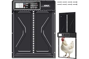 AOKUY Porta automatica per pollaio con timer e sensore di luce – Apriporta automatico in alluminio resistente alle intemperie per pollame, facile da installare, a prova di predatori