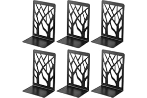 AMZMUKAUP 3 Paires Bookends, Serre-Livre en Métal pour Livres Cale Livre et CDs Anti-Dérapant pour Bureau, Ecole et Maison, Séparateurs de Livres, CD, Porte-Dossier (Noir)
