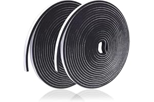 GuangTouL Self Adhesive Foam Tape, 6mm x 3mm x 5m, Pack of 2 Rolls,Thin Sponge Strip for Cabinet Doors, Drawers, Soundproofing, Crafts & Small Gaps, Black