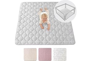 Hakuna Matte, pikowana kołdra do raczkowania dla niemowląt, 127 cm, Hygge szara – bardzo gruba 1,5 cm, miękka mata do raczkowania dla niemowląt, z antypoślizgowym spodem do raczkowania, do kojca