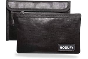 HODUFY Sac à Document Anti Feu Etanche Pochette Enveloppe Sac Ignifuge en Fibre de Verre Incombustible Zippé en Sécurité à Garder Dossier, Billet, Bijoux, Passeport, Carte 20x12.7cm - 2 PCs