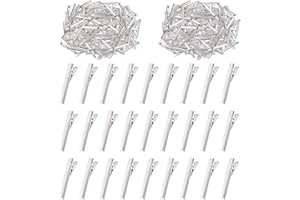 Swpeet Lot de 200 pinces à cheveux crocodile de 4,6 cm, parfaites pour les pointes de canard en métal, épingles à cheveux à tige unique pour coiffure, accessoires de bricolage
