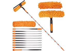 Fönstertorkare med teleskophandtag 425 cm, 2-i-1 fönsterrengöringsset, teleskop fönstertorkare set, fönsterrengörare med mikr