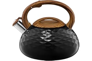 AMBITION Czajnik Golf 2,3 l czarny matowy 21,5 x 24 x 19,5 cm geometryczny wzór czajnik gwizdek czajnik czajnik czajnik do herbaty indukcja