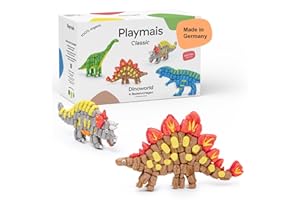 Playmais Classic Dinoworld | 800 Teile | Bastelset | natürliches Spielzeug | inkl. Schwämmchen, Bastelmesser, 4 Motiv-Vorlagen | vegan, verantwortungsvoll & sicher | ab 5 Jahren