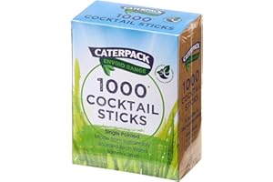 Caterpack Enviro Range Cocktail Sticks, Fully Recyclable and Biodegradable, Made from sustainably sourced Birchwood. Perfect for BBQ's/Parties/Food Services, 1000 Pack