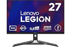Lenovo Legion R27qe Gen 2 Gaming Monitor 27" QHD (2560x1440) IPS, 0.5ms MPRT, 200Hz, Porte 2x HDMI 2.1 e DisplayPort 1.2, Cavo DisplayPort incluso - Raven Black