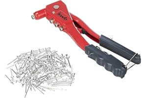 KWB Blind Rivet Tool Set, Rivet Pliers Including 100 Aluminum Rivets, Heavy-Duty with Handle Guard