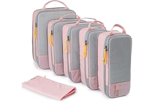 BAGSMART 2/4/6-Piece Compression Packing Cubes Set for Suitcases Backpack, Travel Organisers Bags for Luggage, Holiday Travel Essentials Accessories, Baby Pink